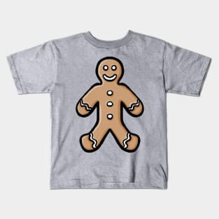 Simple cute cartoon gingerbread man autumn winter digital design illustration Kids T-Shirt